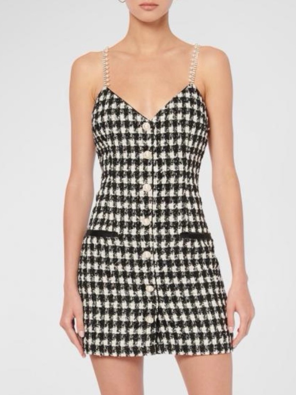 Cami NYC Magaly Tweed Dress Black White Metallic Size 10 NWT